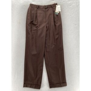 Vintage Lauren Ralph Lauren Dress Pants Women's 10P Brown Wool Pleated Trouser